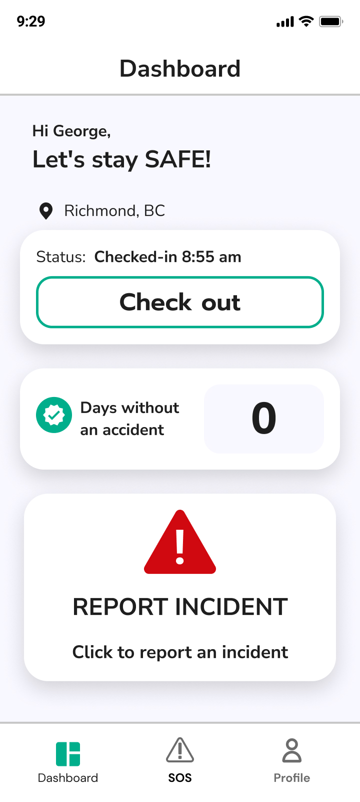 SAFE worker dashboard