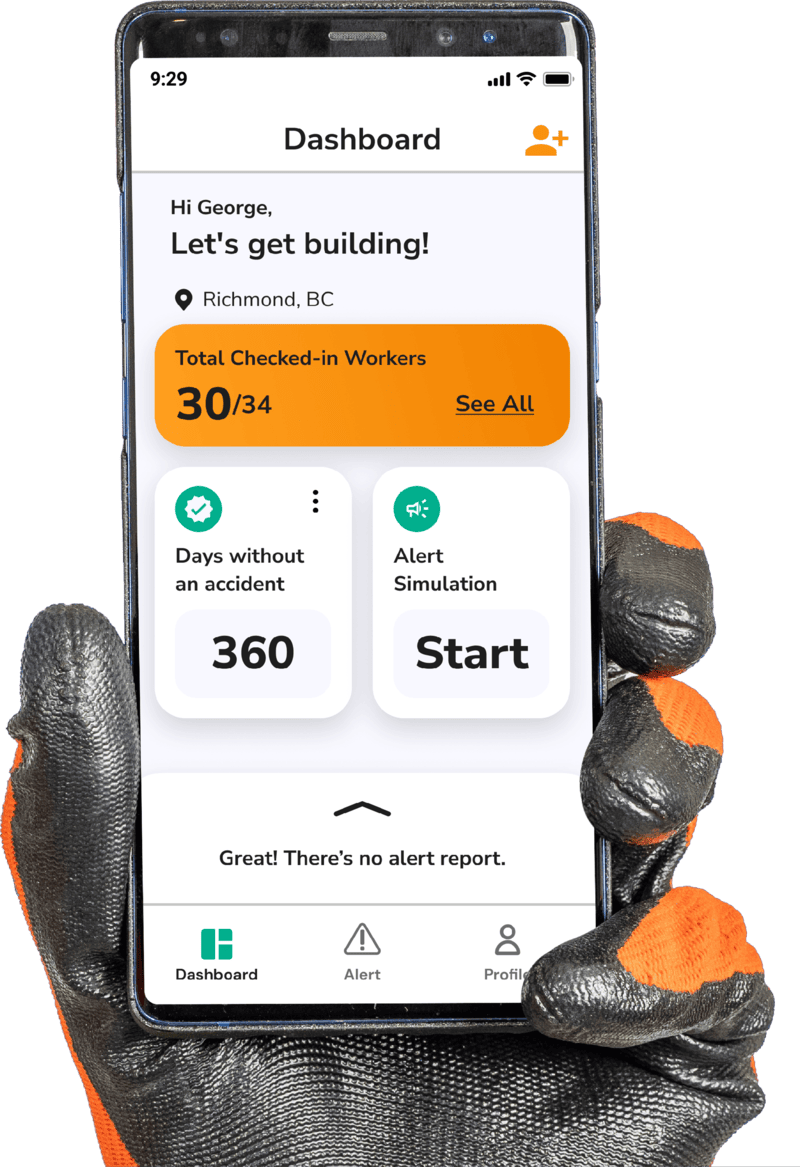 SAFE app — supervisor dashboard on a phone mockup